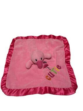 Sunshine Baby Flamingo Cutie Embroidered Satin trim Lined Lovey Security Blanket